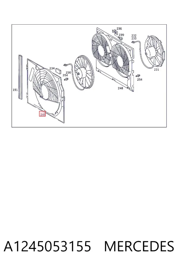 Difusor do radiador de esfriamento A1245053155 Mercedes