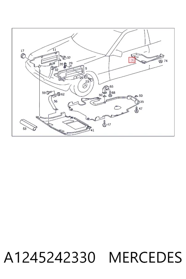 Proteção de motor, de panela (da seção de motor) A1245242330 Mercedes