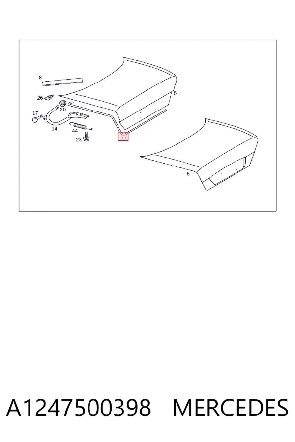 Compactador de tampa de porta-malas A1247500398 Mercedes