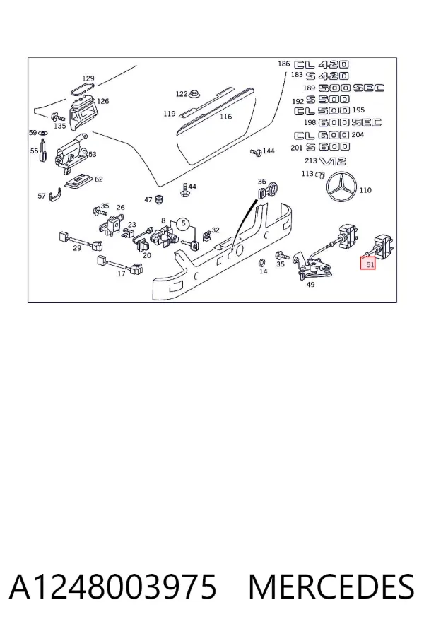 Motor de acionamento de abertura/fechamento da tampa do porta-malas A1248003975 Mercedes