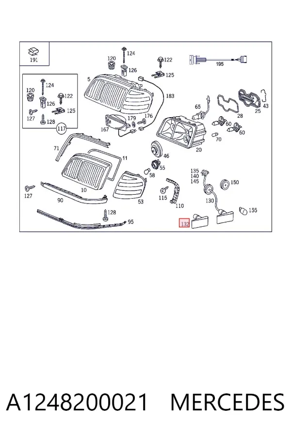 Luz intermitente no pára-lama A1248200021 Mercedes