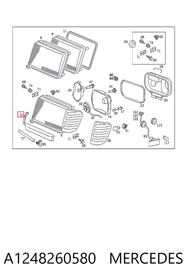 Compactador da luz esquerda A1248260580 Mercedes