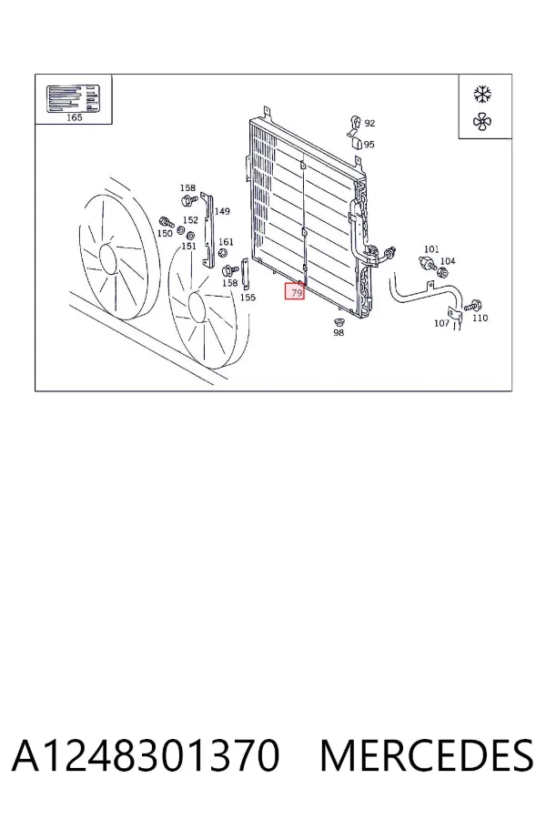 Radiador de aparelho de ar condicionado A1248301370 Mercedes