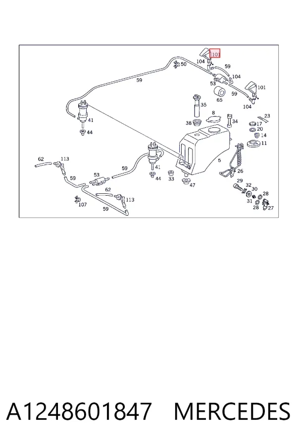 Injetor de fluido para lavador de pára-brisas A1248601847 Mercedes