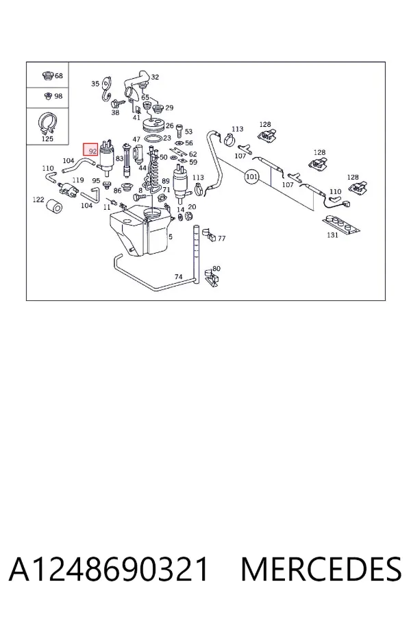 Bomba de motor de fluido para lavador de vidro dianteiro A1248690321 Mercedes