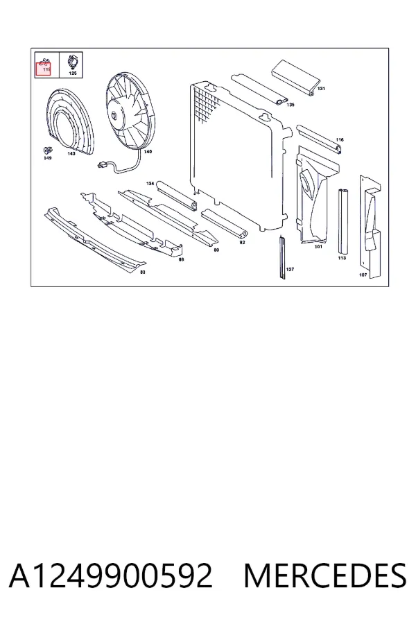 Cápsula (prendedor) de fixação de revestimento da porta A1249900592 Mercedes