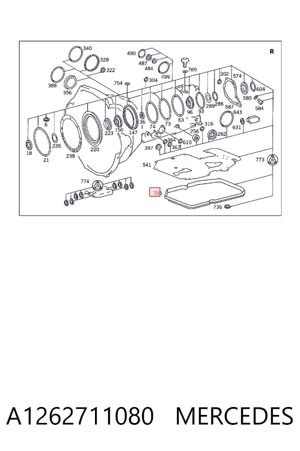 Vedante de panela da Caixa Automática de Mudança/Caixa Mecânica de Mudança A1262711080 Mercedes