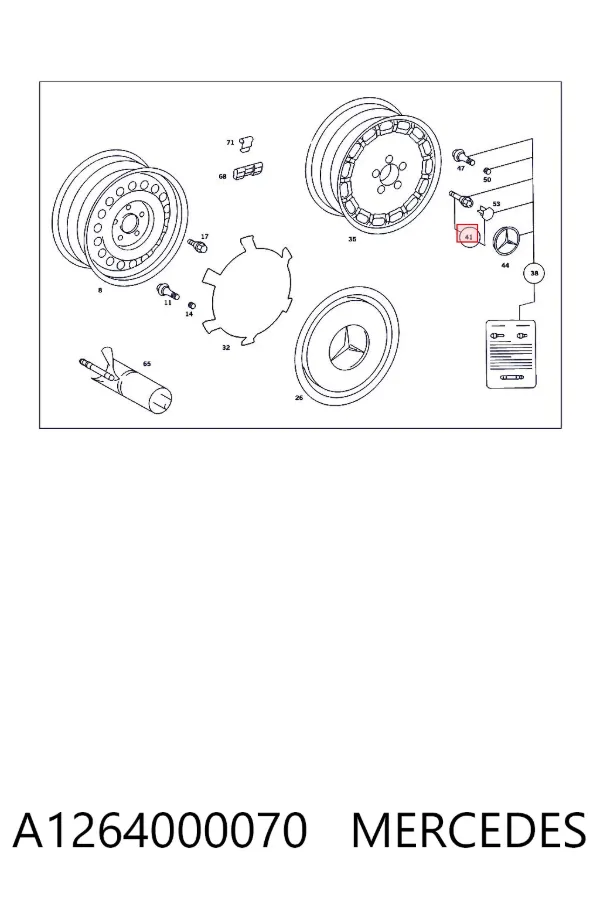 Parafuso de roda A1264000070 Mercedes