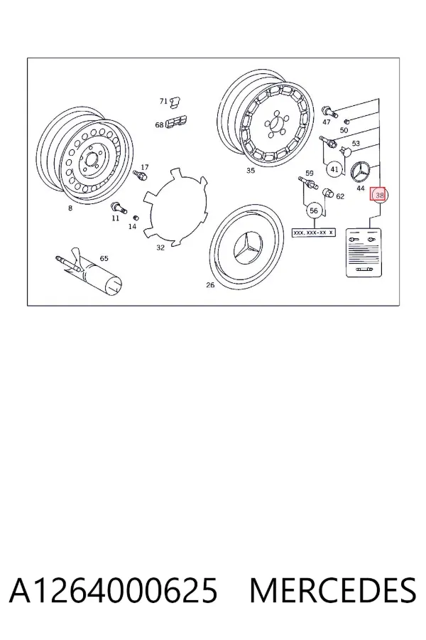 Coberta de disco de roda A1264000625 Mercedes