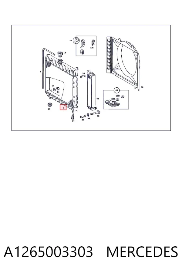 Radiador de esfriamento de motor A1265003303 Mercedes
