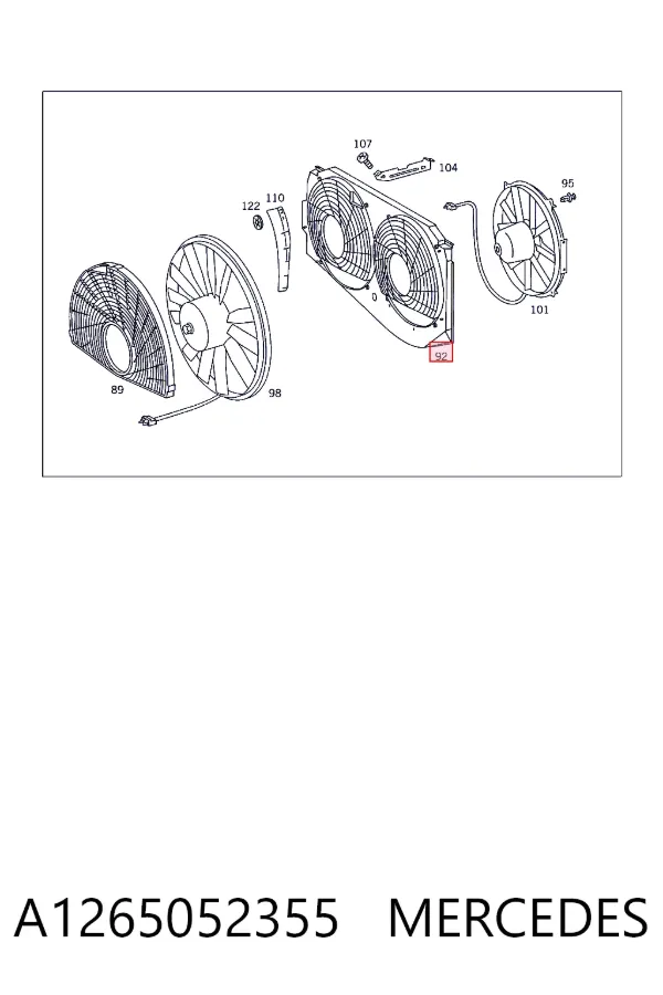 Difusor do radiador de esfriamento A1265052355 Mercedes