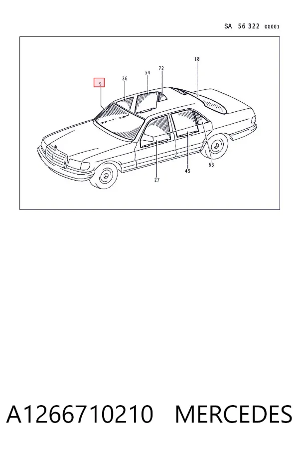 Pára-brisas A1266710210 Mercedes