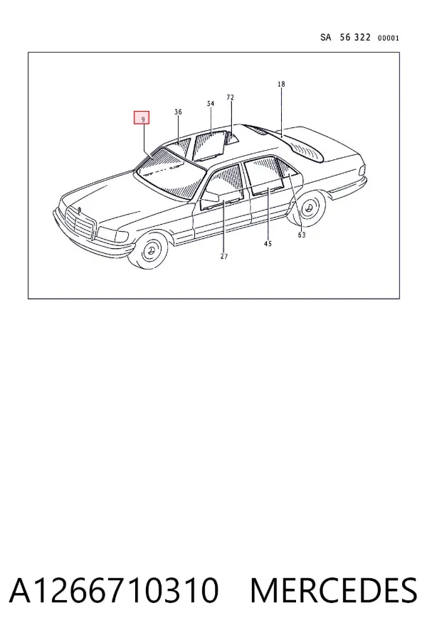 Pára-brisas Mercedes S W126