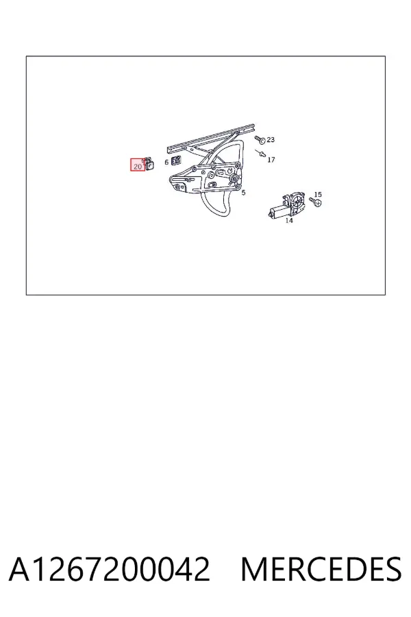 Kit de reparação do mecanismo de acionamento de vidro da porta dianteira A1267200042 Mercedes
