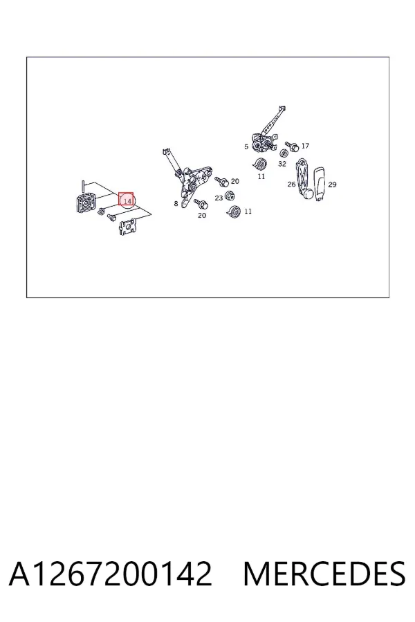 Kit de reparação do mecanismo de acionamento de vidro da porta dianteira A1267200142 Mercedes