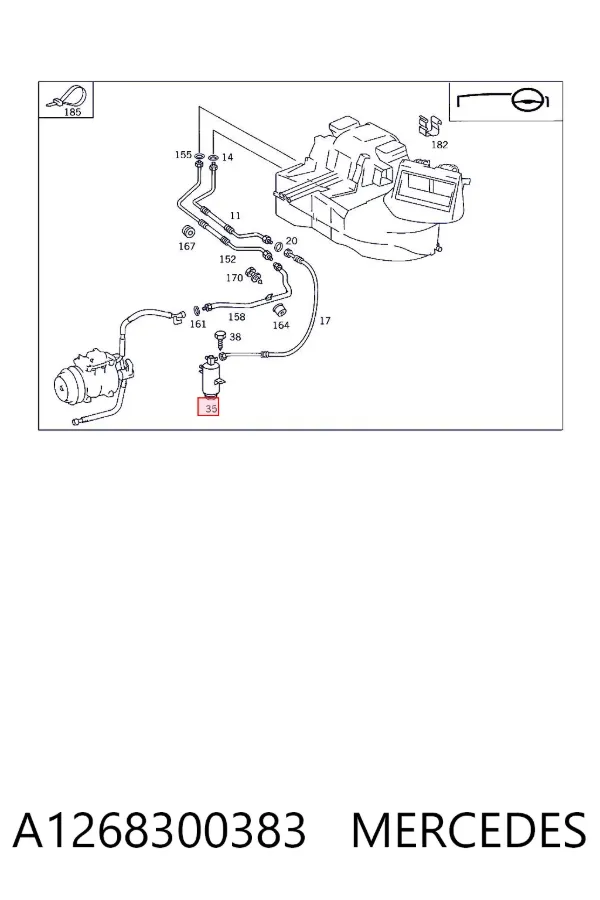 Tanque de recepção do secador de aparelho de ar condicionado A1268300383 Mercedes