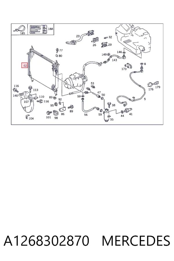 Radiador de aparelho de ar condicionado A1268302870 Mercedes