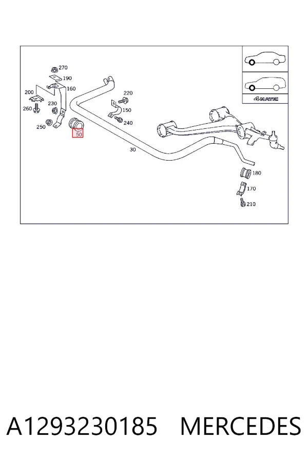 Bucha externa de estabilizador dianteiro A1293230185 Mercedes