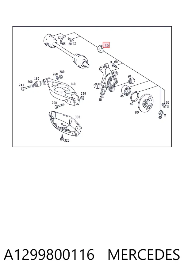 Rolamento de cubo traseiro A1299800116 Mercedes