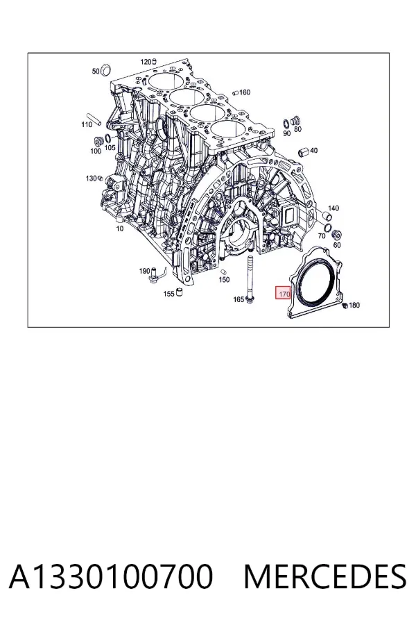Vedação traseira de cambota de motor A1330100700 Mercedes