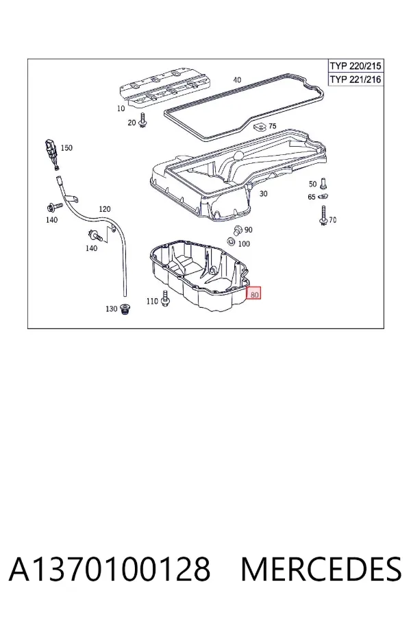 Panela de óleo de cárter do motor, parte inferior A1370100128 Mercedes