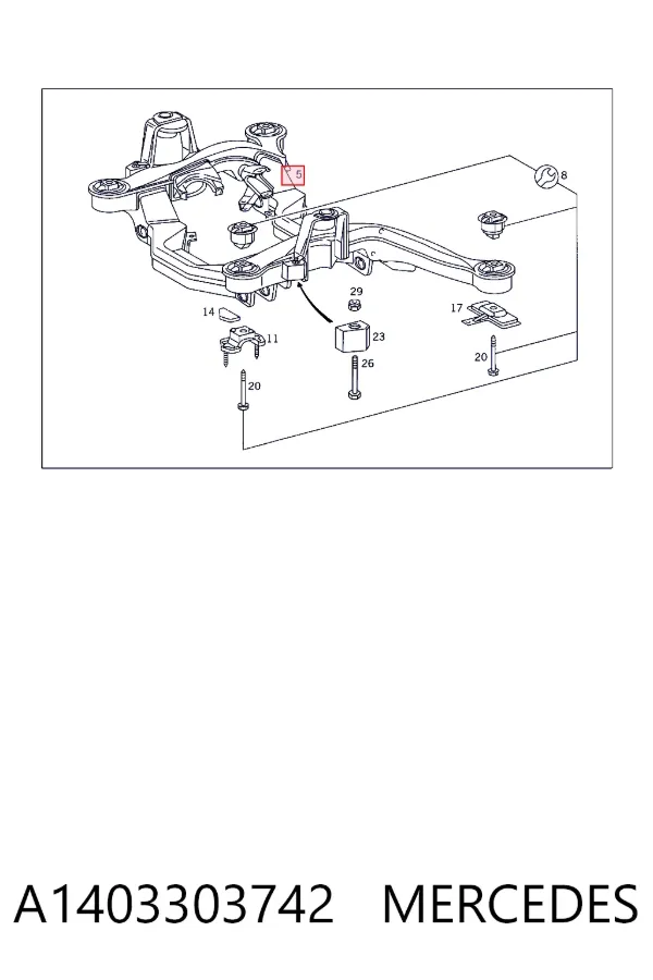 Viga de suspensão dianteira (plataforma veicular) A1403303742 Mercedes