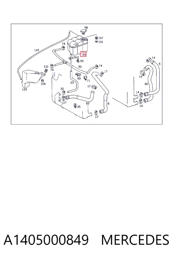 Tanque de expansão do sistema de esfriamento A1405000849 Mercedes