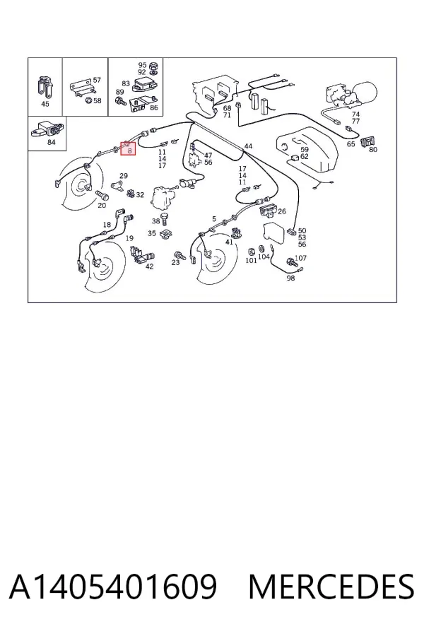 Sensor dianteiro direito de desgaste das sapatas do freio A1405401609 Mercedes