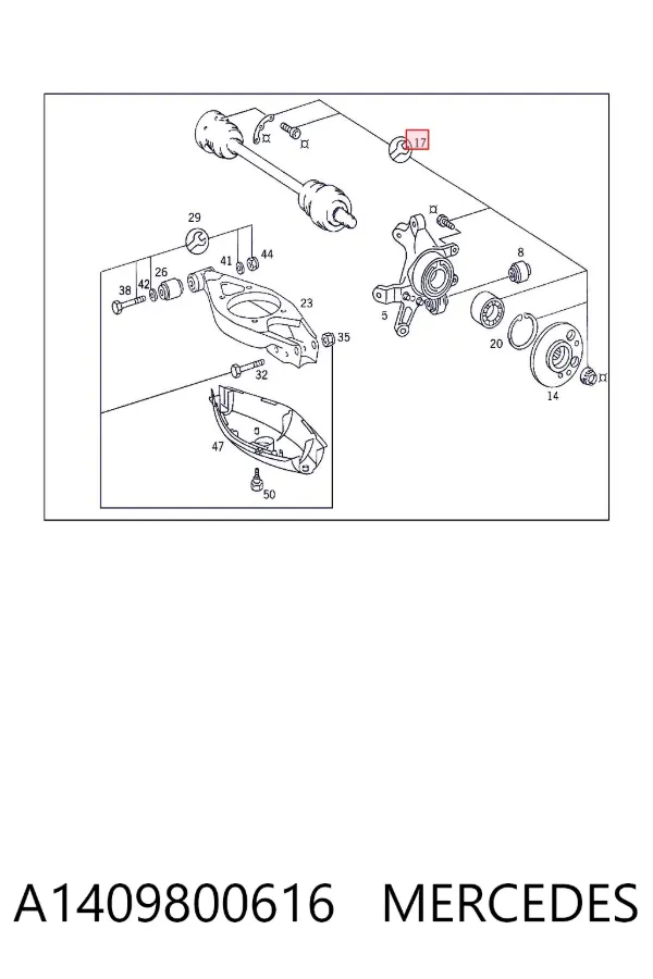 Rolamento de cubo traseiro A1409800616 Mercedes