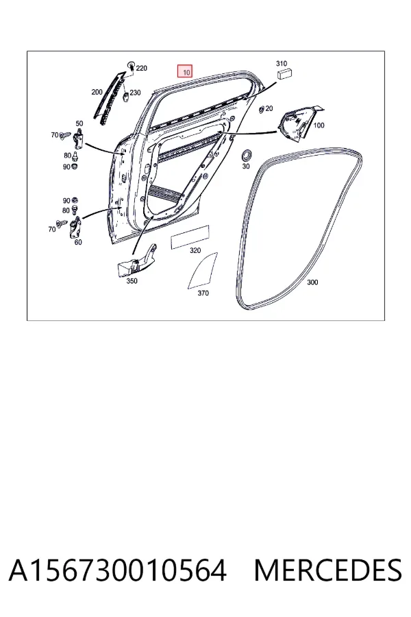 Porta traseira esquerda A156730010564 Mercedes
