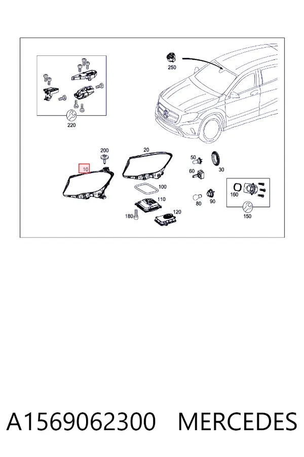 Luz esquerda A1569062300 Mercedes