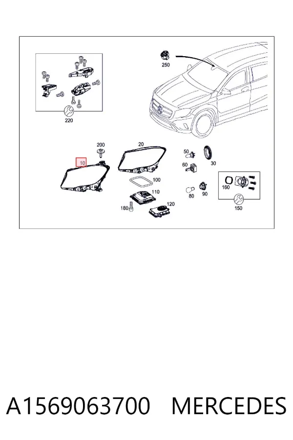 Luz esquerda A1569063700 Mercedes