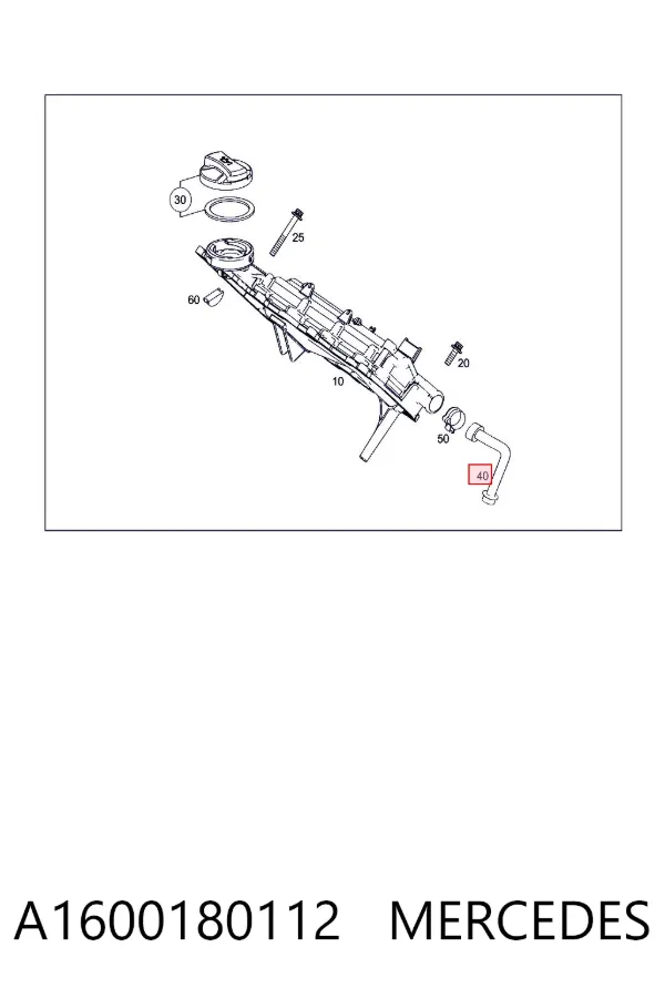 Cano derivado de ventilação de cárter (de separador de óleo) A1600180112 Mercedes
