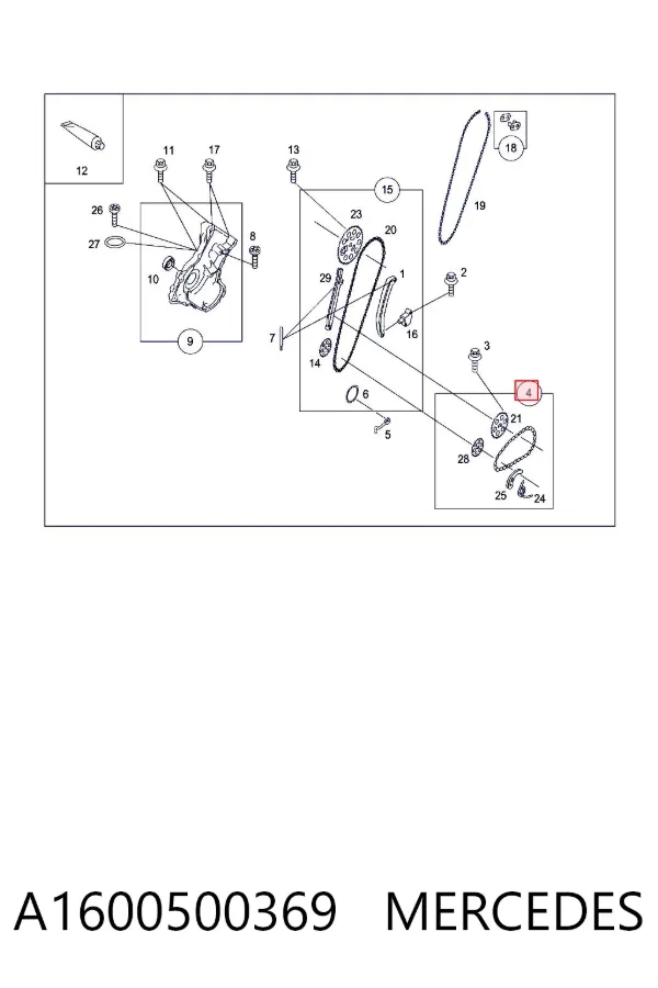Cadeia de bomba de óleo, kit A1600500369 Mercedes