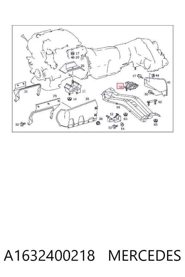 Coxim de transmissão (suporte da caixa de mudança) A1632400218 Mercedes
