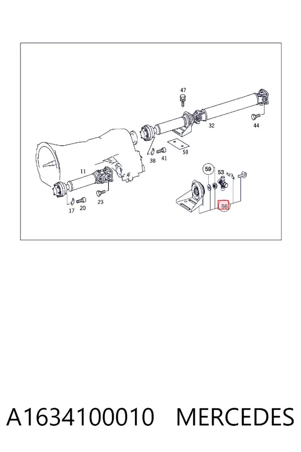 Rolamento suspenso da junta universal A1634100010 Mercedes