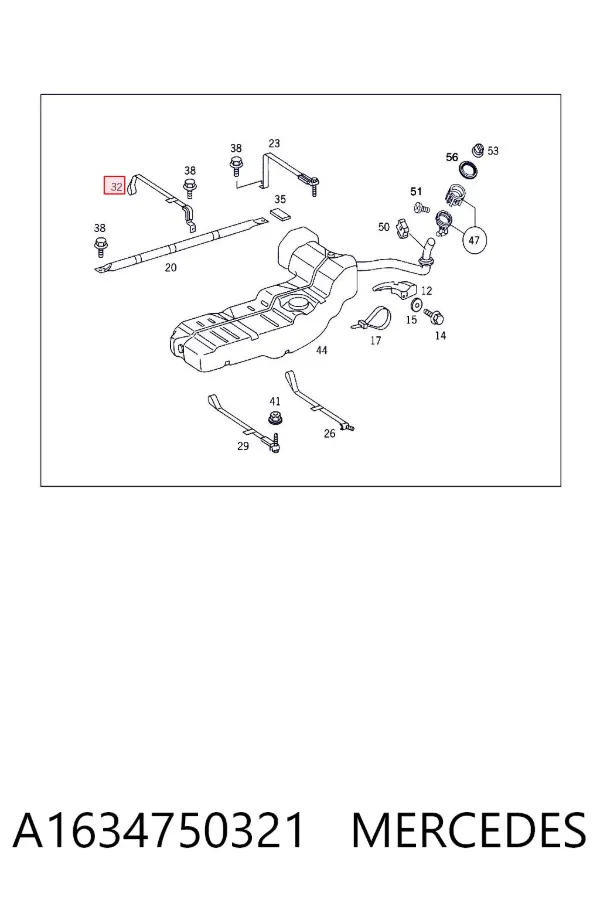 Consola de tanque de combustível A1634750321 Mercedes