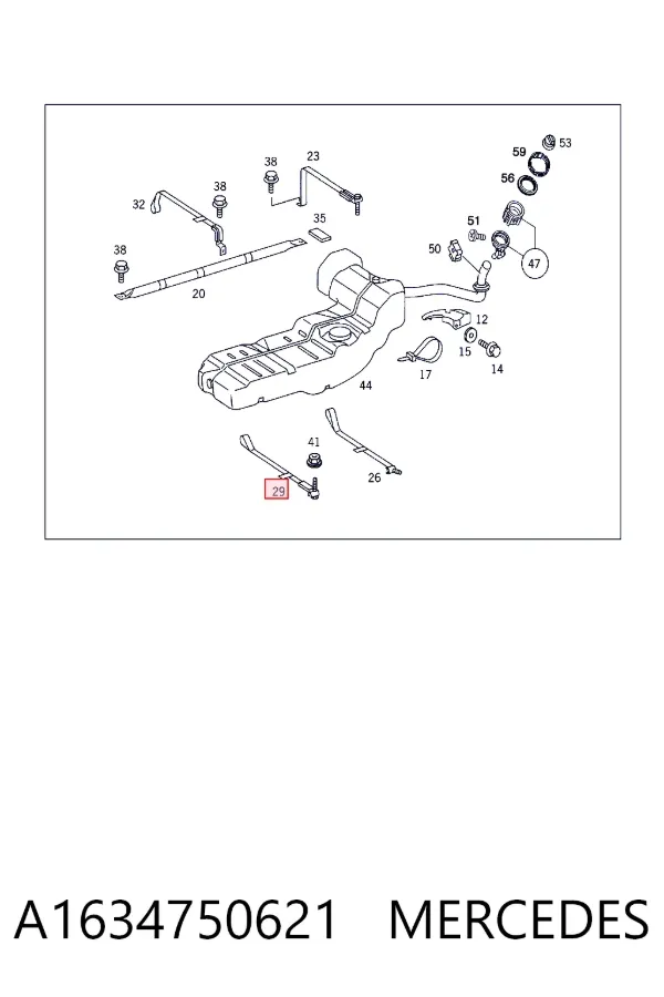 Consola de tanque de combustível A1634750621 Mercedes