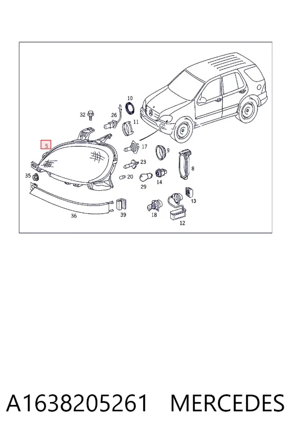 Luz direita A1638205261 Mercedes