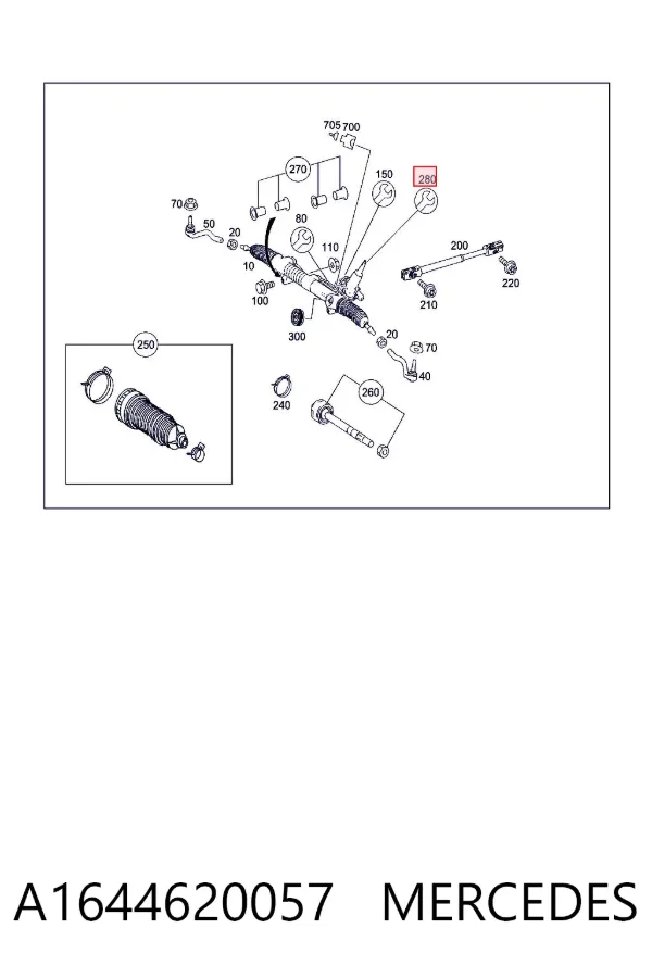 Kit de reparação da cremalheira da direção (do mecanismo), (kit de vedantes) A1644620057 Mercedes