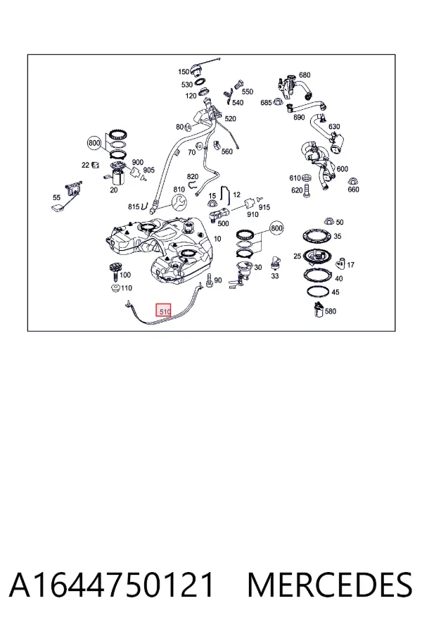 Consola de tanque de combustível A1644750121 Mercedes