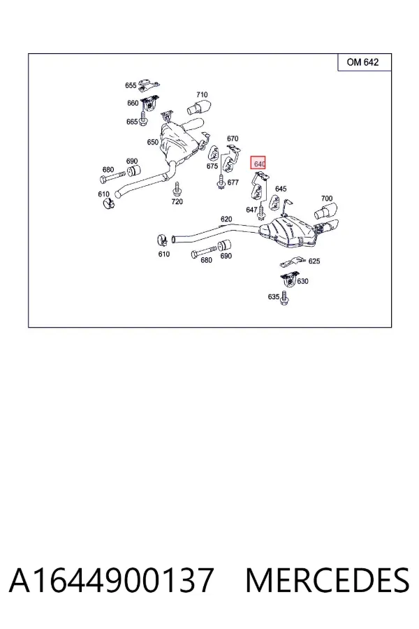 Coxim de fixação do silenciador A1644900137 Mercedes