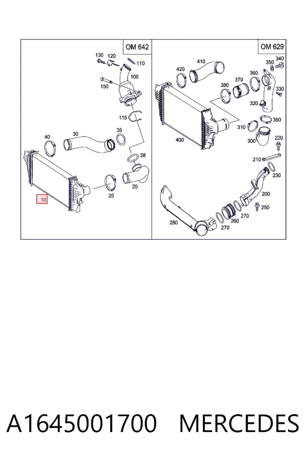 Radiador de intercooler A1645001700 Mercedes