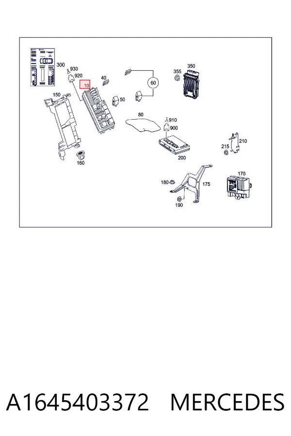 Unidade de dispositivos de segurança A1645403372 Mercedes