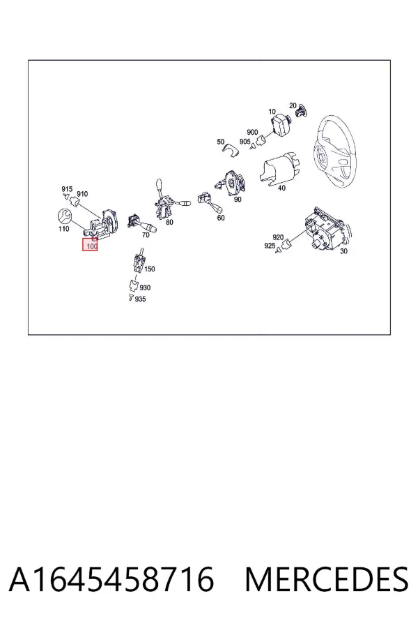 Sensor do ângulo de viragem do volante de direção A1645458716 Mercedes