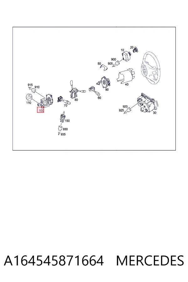 Sensor do ângulo de viragem do volante de direção A164545871664 Mercedes