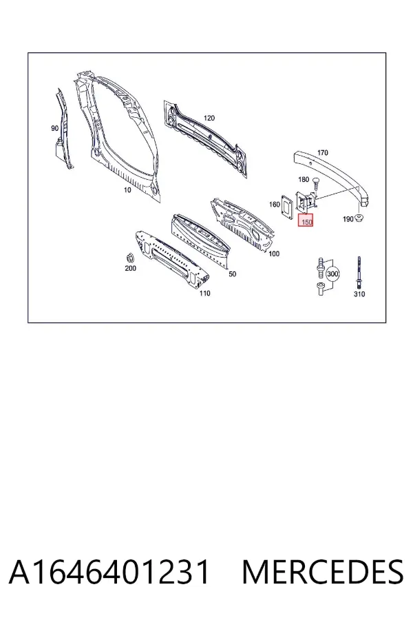 Consola de reforçador do pára-choque traseiro A1646401231 Mercedes