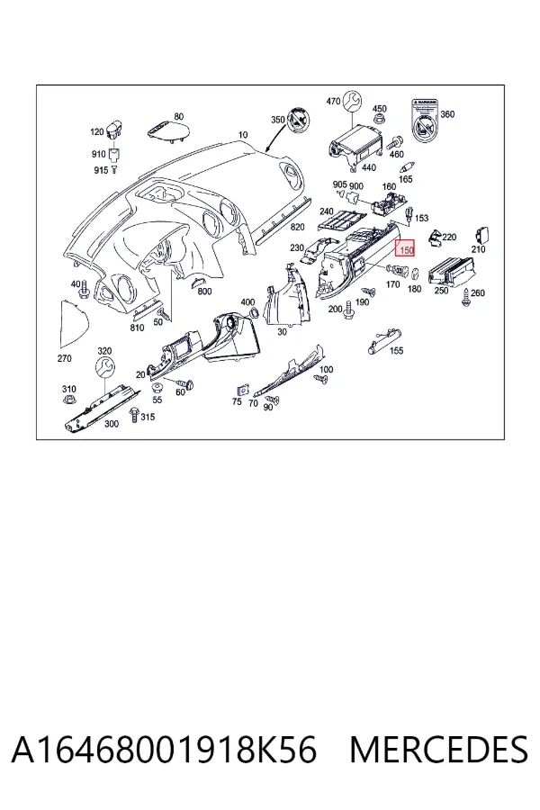 Caixa para porta-luvas (porta-luvas) Mercedes ML/GLE W164