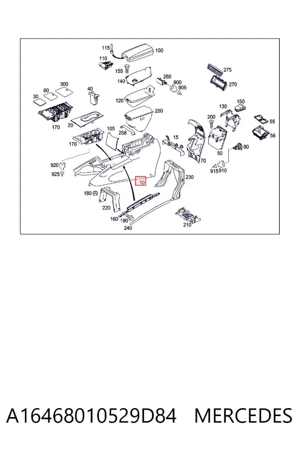 Consola de painel de controlo central A16468010529D84 Mercedes