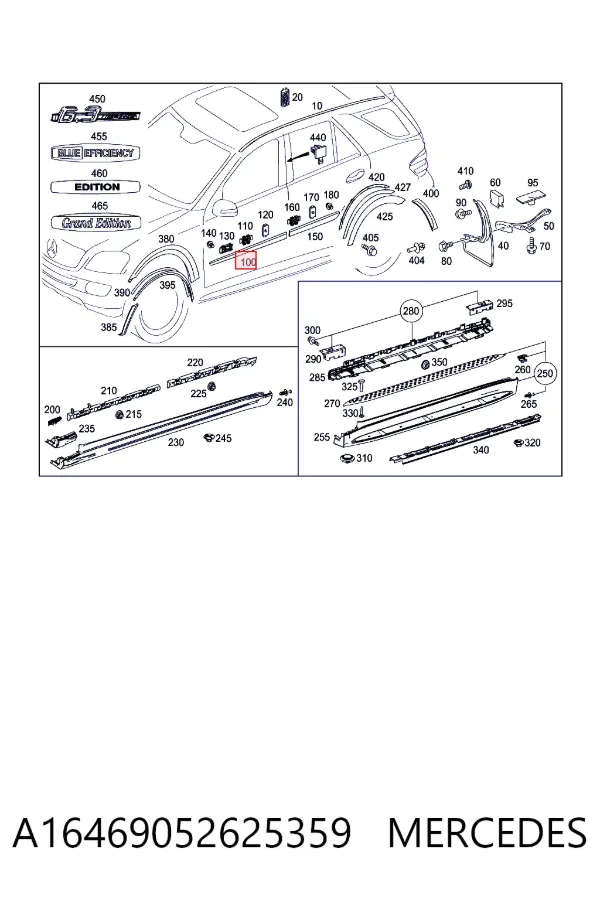 Consola do pára-choque dianteiro Mercedes ML/GLE W164